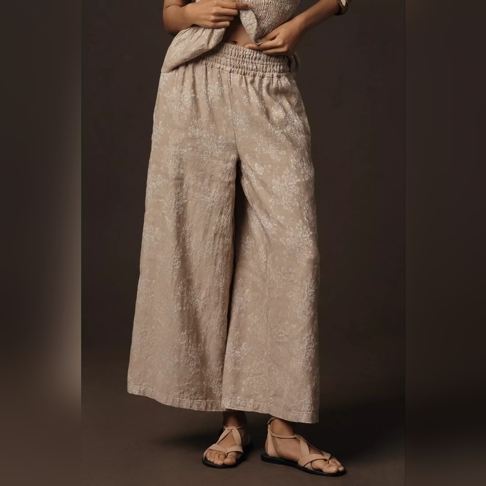 Anthropologie | The Somerset Jacquard Pull-On Wide Leg Pants Size Xxs